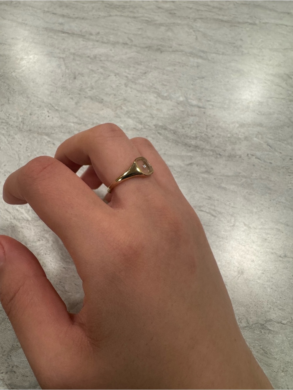 ana luisa Gold Floating Diamond Signet Ring - Picture 6 of 8